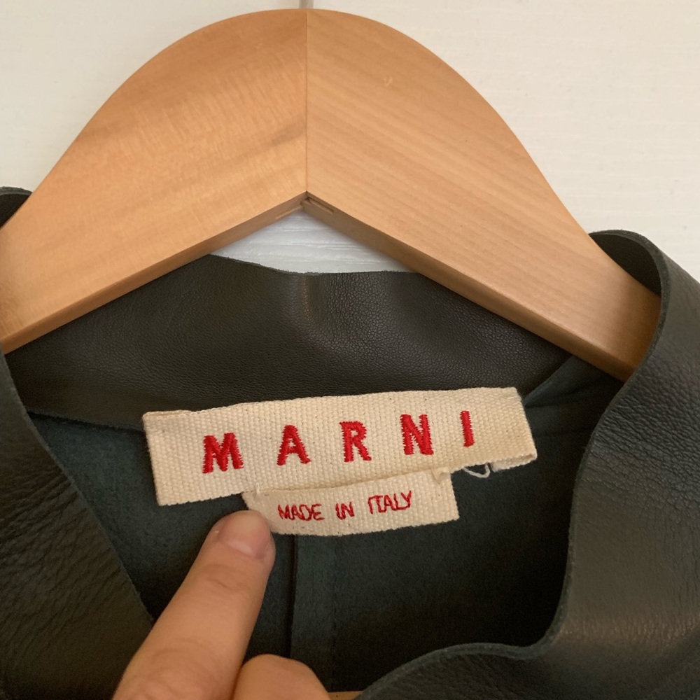 Leather Marni coat jacket. Sage green. Size 38